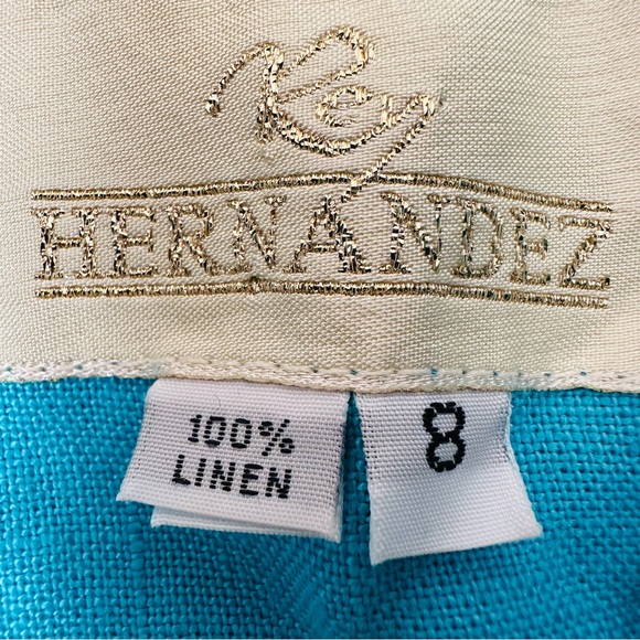 Vintage Hernandez 100% linen button down padded shoulders blazer blouse top - Picture 7 of 8